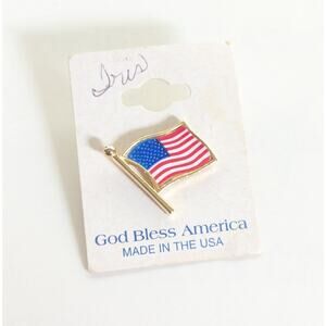 Vintage Tri Star Classic God Bless America American Flag Hat Lapel Pin NWT